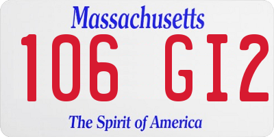 MA license plate 106GI2