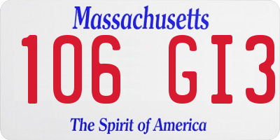 MA license plate 106GI3