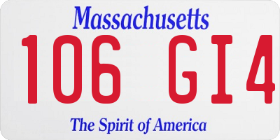 MA license plate 106GI4