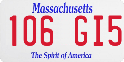 MA license plate 106GI5