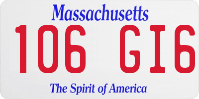 MA license plate 106GI6