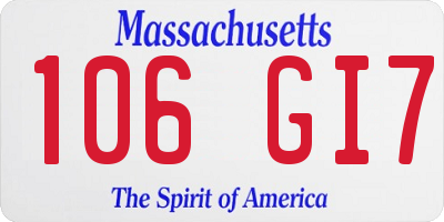 MA license plate 106GI7