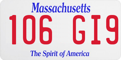 MA license plate 106GI9
