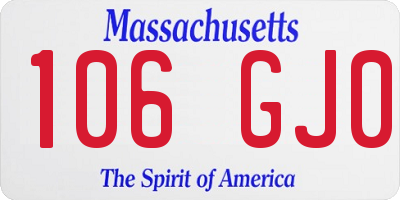 MA license plate 106GJ0
