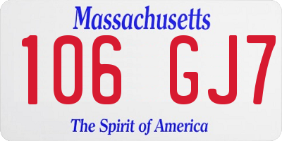 MA license plate 106GJ7