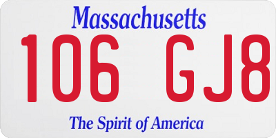 MA license plate 106GJ8