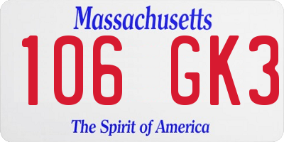 MA license plate 106GK3