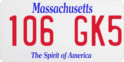 MA license plate 106GK5