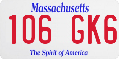 MA license plate 106GK6