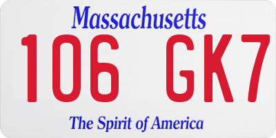 MA license plate 106GK7