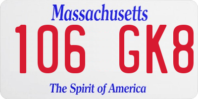 MA license plate 106GK8