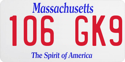 MA license plate 106GK9