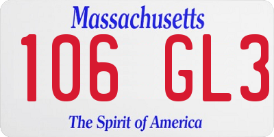 MA license plate 106GL3