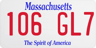 MA license plate 106GL7