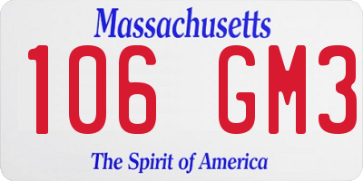 MA license plate 106GM3
