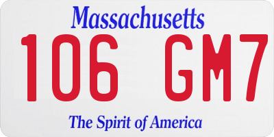 MA license plate 106GM7