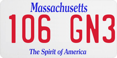 MA license plate 106GN3