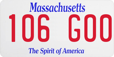 MA license plate 106GO0