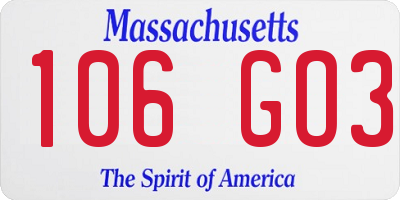 MA license plate 106GO3