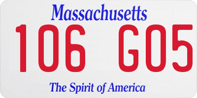 MA license plate 106GO5