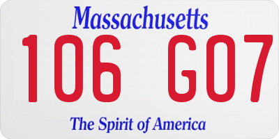 MA license plate 106GO7