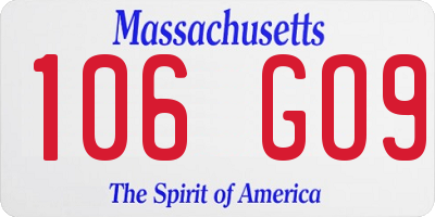 MA license plate 106GO9