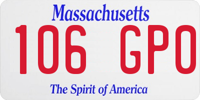 MA license plate 106GP0