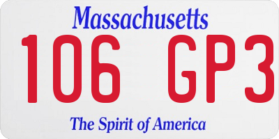 MA license plate 106GP3