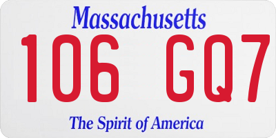 MA license plate 106GQ7