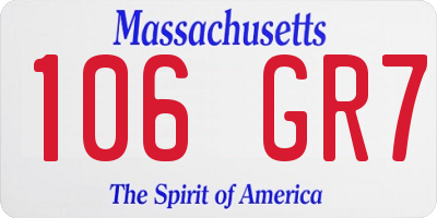 MA license plate 106GR7