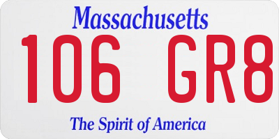 MA license plate 106GR8