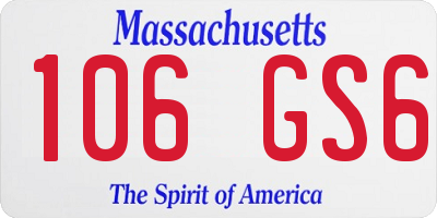 MA license plate 106GS6