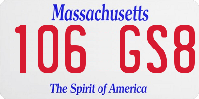 MA license plate 106GS8