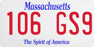 MA license plate 106GS9