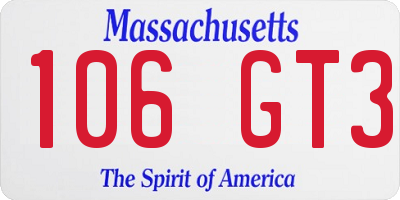 MA license plate 106GT3