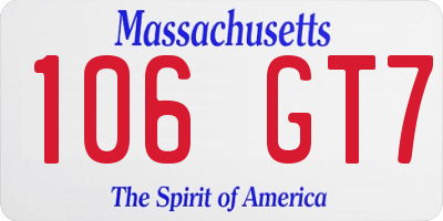 MA license plate 106GT7
