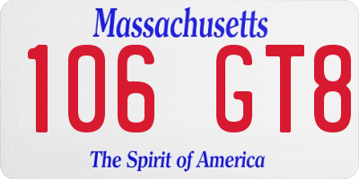 MA license plate 106GT8
