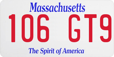 MA license plate 106GT9