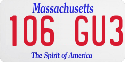 MA license plate 106GU3