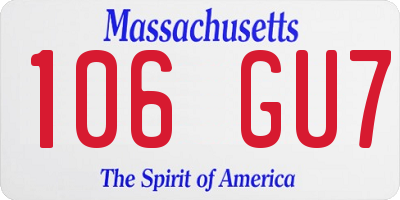 MA license plate 106GU7