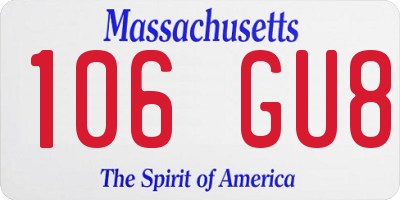 MA license plate 106GU8