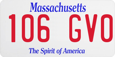 MA license plate 106GV0