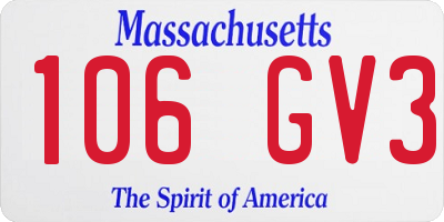 MA license plate 106GV3
