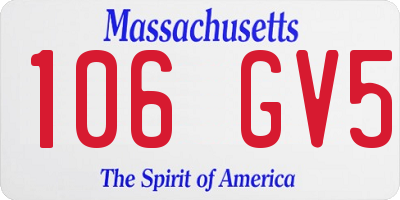 MA license plate 106GV5