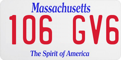 MA license plate 106GV6