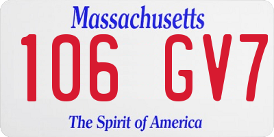 MA license plate 106GV7