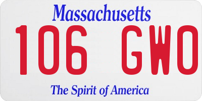 MA license plate 106GW0
