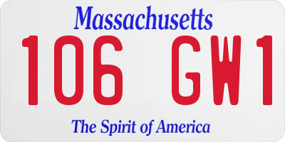 MA license plate 106GW1