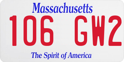 MA license plate 106GW2