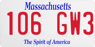 MA license plate 106GW3
